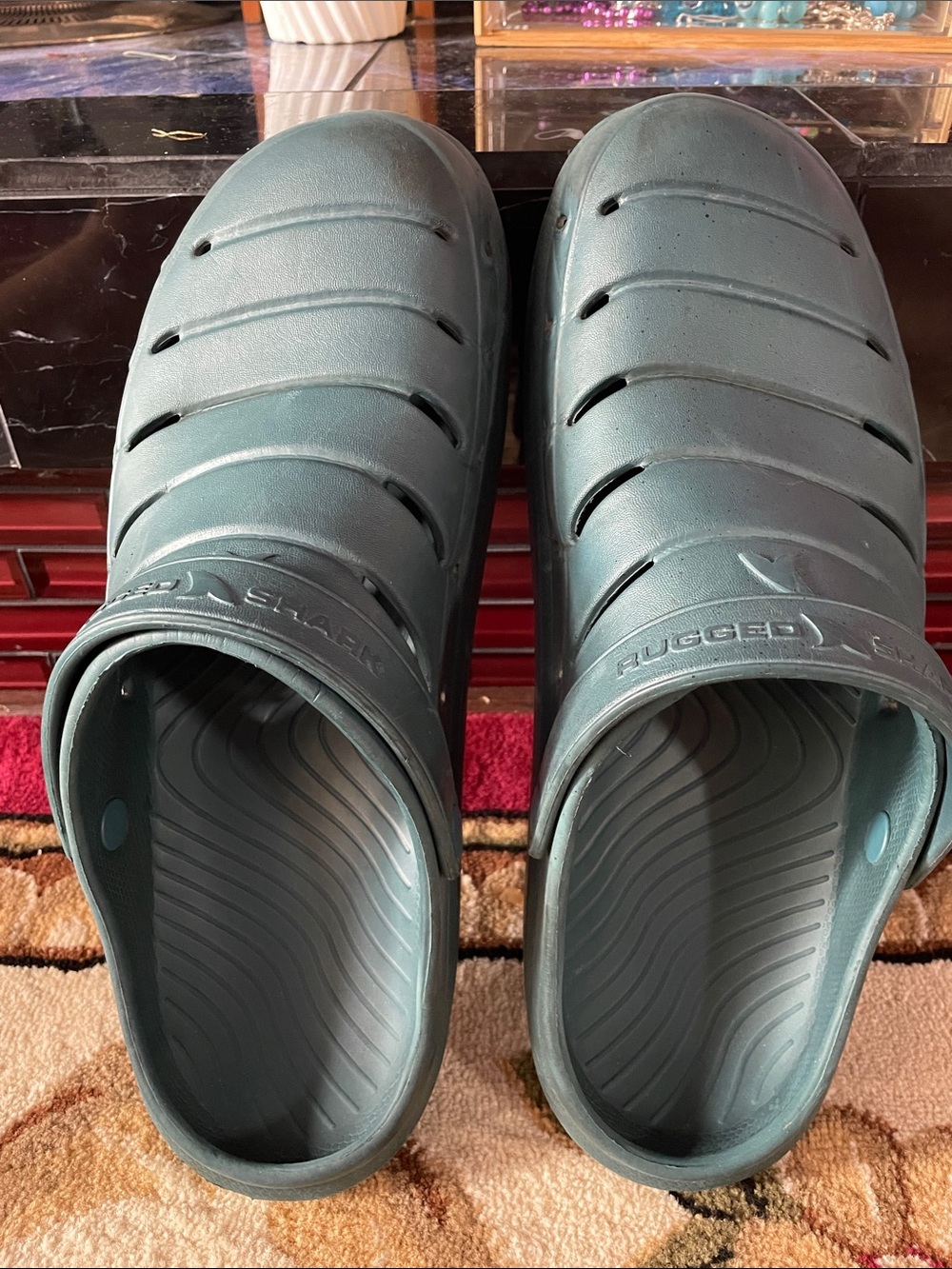 Rugged Shark Men’s Slip-On Clogs in Dark Teal Green